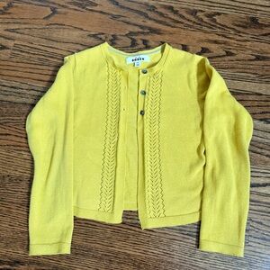 Mini Boden Yellow Pointelle Button-Front Cardigan